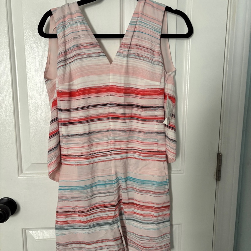 Striped Cold Shoulder Jumpsuit